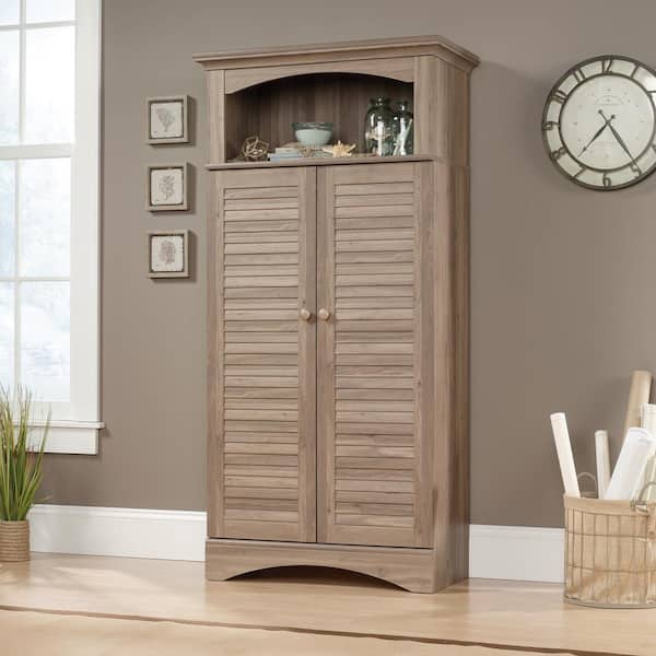 OSP Home Furnishings Seabrook White 2-Tier Storage Unit with Natural Baskets