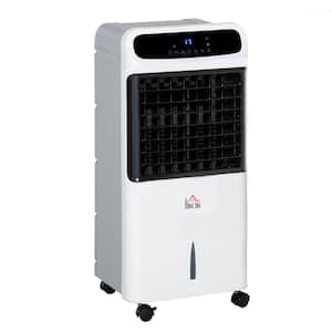 32 in. Mobile Cooling Fan Water Conditioner Humidifier Evaporative Air Cooler Floor Fan in White with Remote and Timer