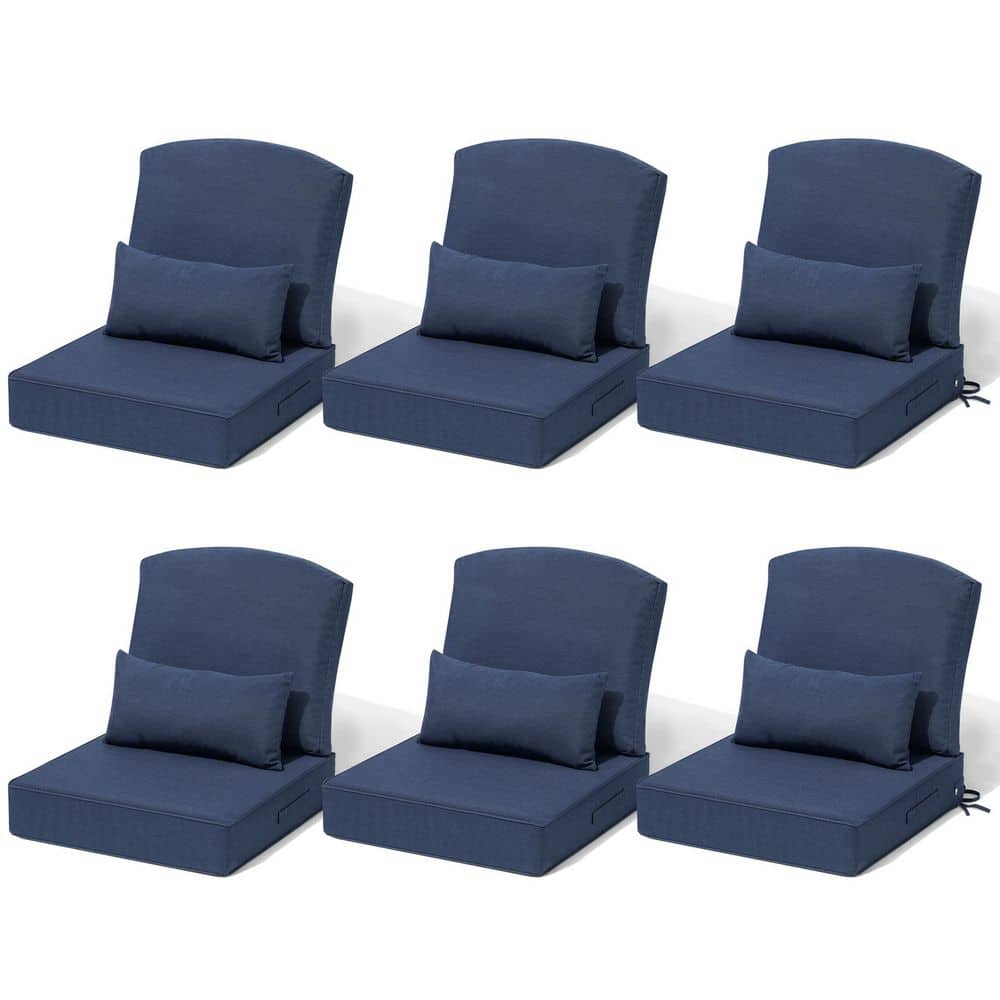 6 Pieces Outdoor Couch Cushion with Pillow and Handle 24 in. x 24 in. x 5.5 in. Patio Deep Seat Cushion in Navy Blue price history on PriceWatchPro