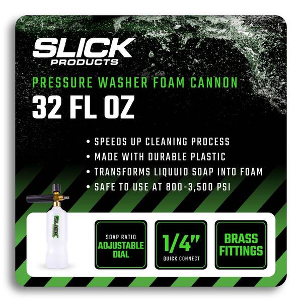 Slick Products on Instagram: Durable Foam Cannon attaches to pressure  washer wand with the 1/4 quick connect inlet and designed to quickly mix  our concentrated soap into a foamy wash. • Attaches