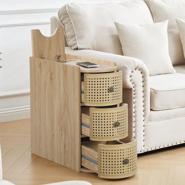 Iron Vine Weaving Natural 3 Drawer 9.45 Width (in. ) Nightstand