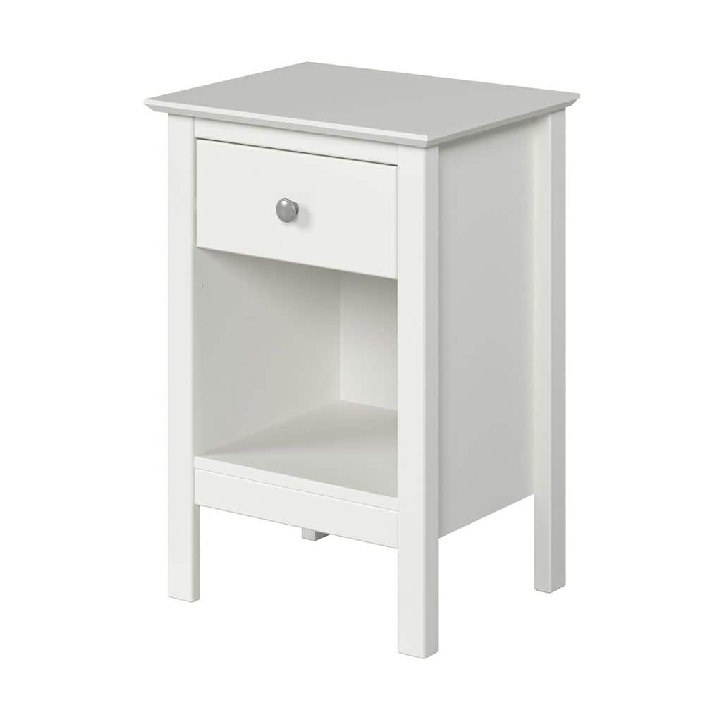 Rectangle 16.93 in. W 1-Drawer Wood End Table/Nightstand in White - thumbnail 4