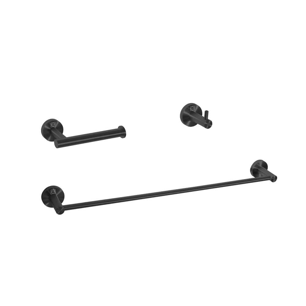 Timeless Home 3-Piece Bath Hardware Set with Mounting Hardware in Matte Bla