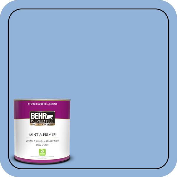 BEHR PREMIUM PLUS 1 qt. #580B-5 Cornflower Blue Eggshell Enamel Low Odor Interior Paint & Primer