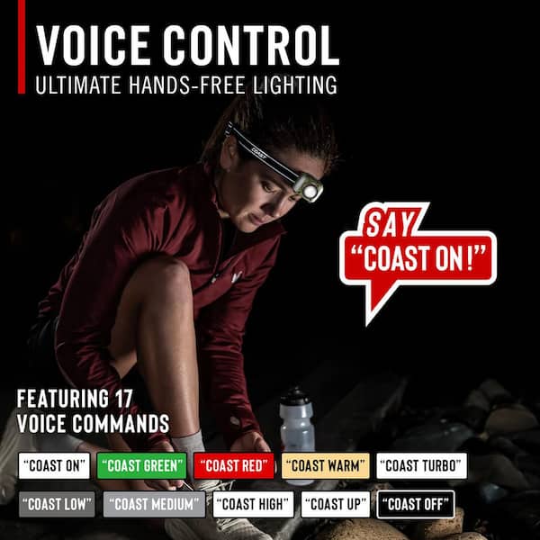 Coast FL97R 1250 Lumens Voice Activated Rechargeable Headlamp