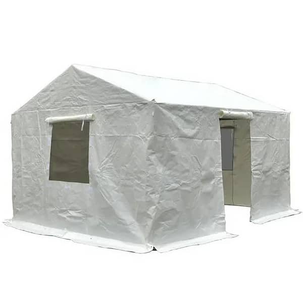 Outdoor 12'x14' Winter Polypropylene Waterproof Gazebo Cover for Hardtop Gazebo, with Sidewalls and Mesh Windows, Whites