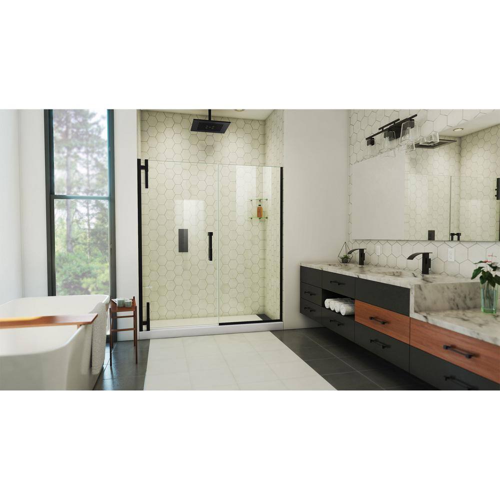 Ascend 72" Frameless Pivot Shower Door in Black and Glass