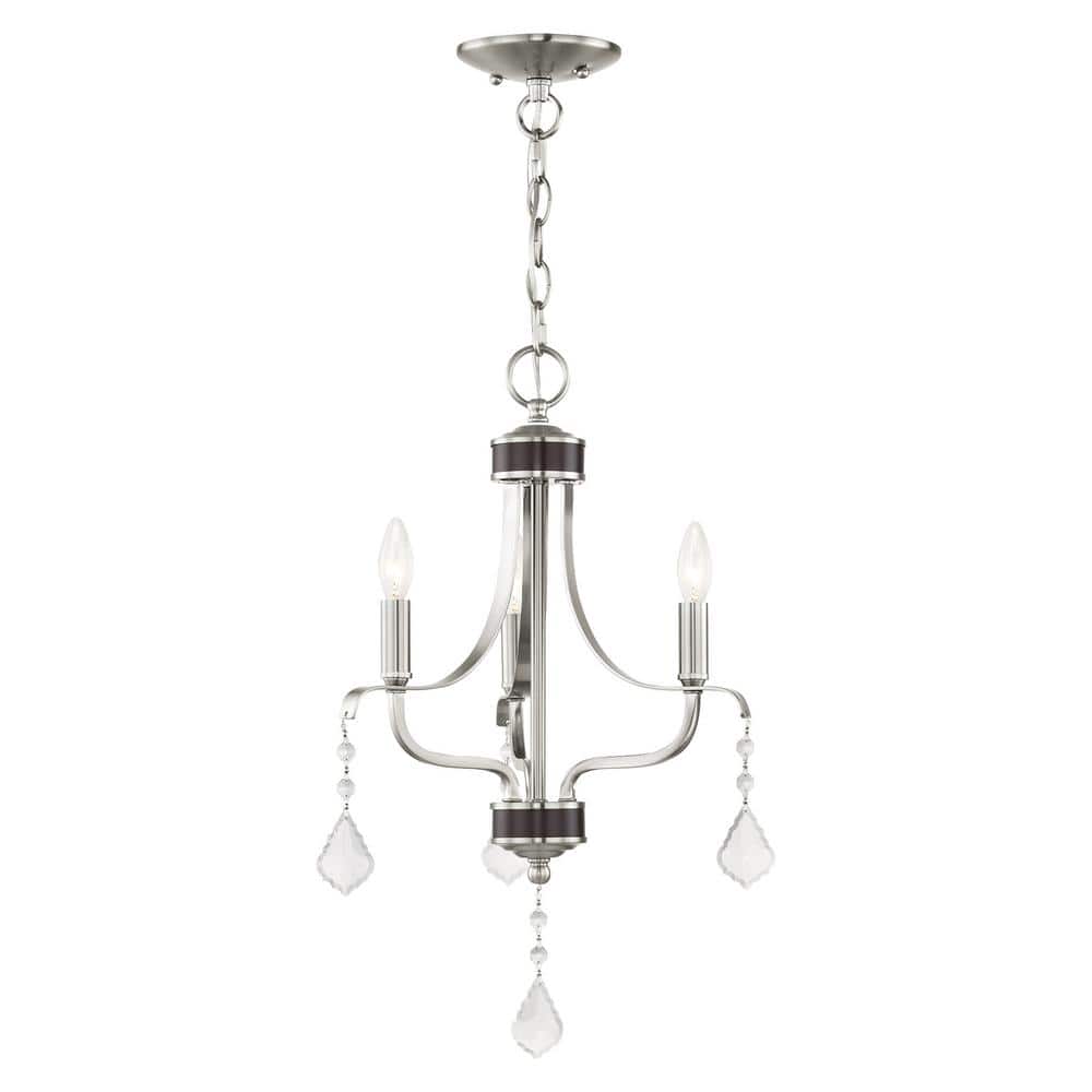Brushed Nickel Mini Chandelier with Crystal Accents