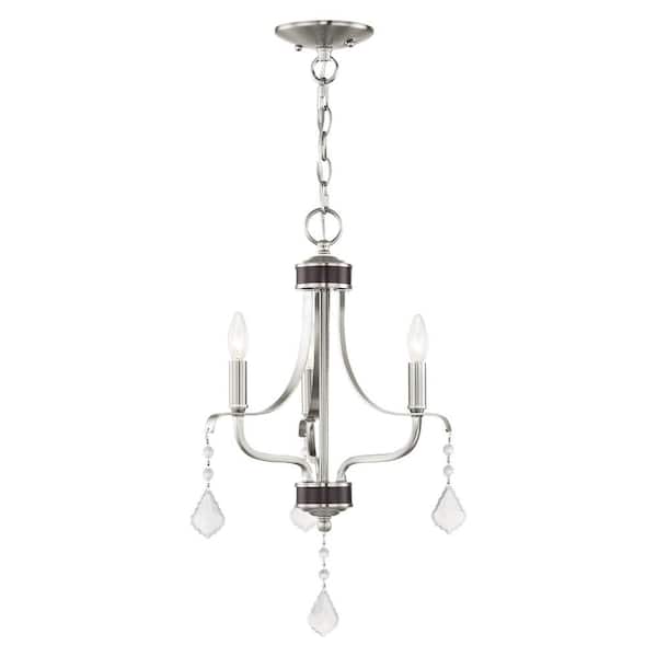 AVIANCE LIGHTING Chesley 3-Light Brushed Nickel Mini Chandelier with Clear Crystals