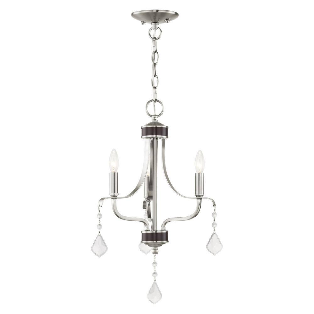 Brushed Nickel Mini Chandelier with Crystal Accents