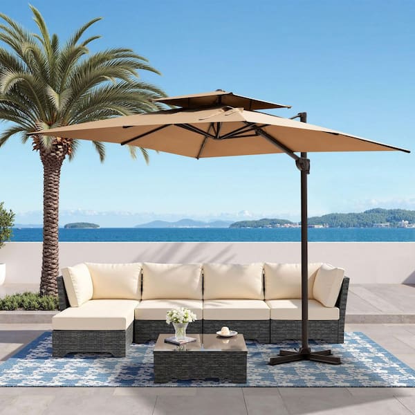 double cantilever patio umbrella ZLACUIU 10x13FT Outdoor Umbrellas, Top Large Rectangle Umbrella, Heavy Duty 360 Rotation Offset Outdoor Sun Shade for Garden Deck Pool Backyard Patio, Beige : Patio, Lawn This umbrella canopy is made of thick multi BONOSUKI 11Ft Double Top Aluminum