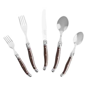 French Home 20-Piece Laguiole Flatware Set, Service for 4 in Chocolate Brown