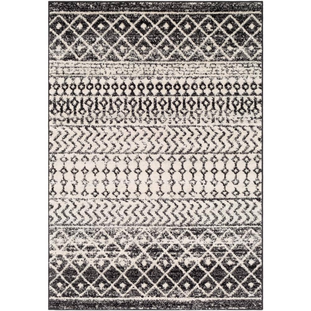 Livabliss Laurine Black White 6 Ft. 7 In. X 9 Ft. Modern Rustic Area 