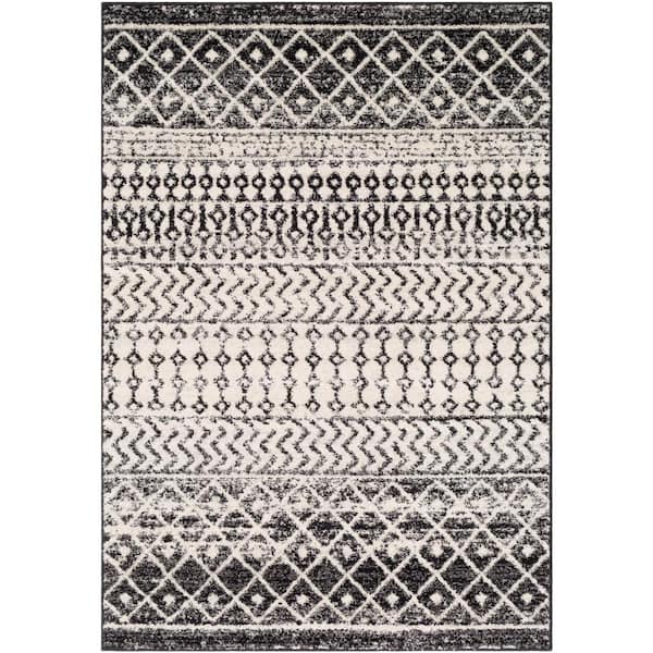 Livabliss Laurine Black/White 6 ft. 7 in. x 9 ft. Modern Rustic Area Rug