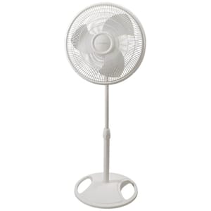 47 in. 3-Speeds Oscillating Adjustable Pedestal Fan in White with 16 in. Blade