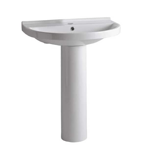 Whitehaus Collection Isabella Collection Pedestal Combo Bathroom Sink and Chrome Overflow in White