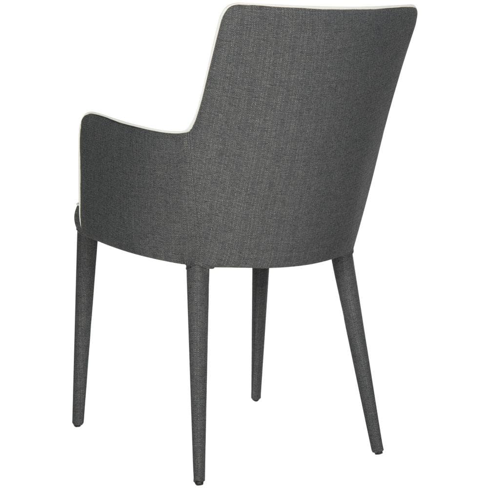 Transitional Faux Leather Arm Chair in Beige and Gray