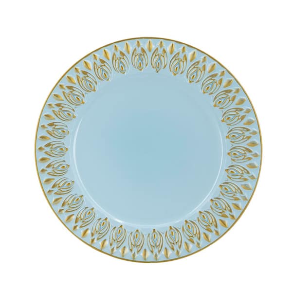 A & B Home Blue Round Polypropylene 14.2 in. Decorative Platter (Set of 8)