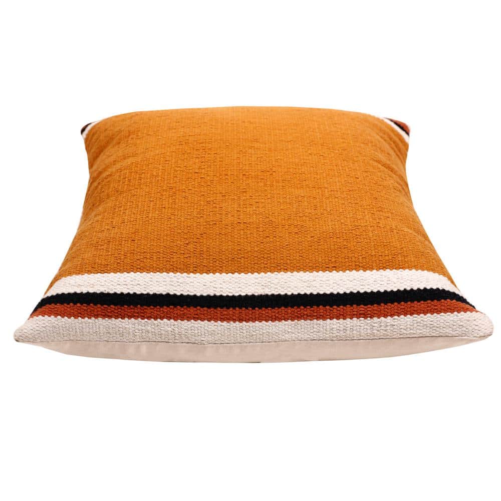 Southwestern Orange and White Cotton Geometric Throw Pillow