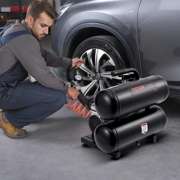 Air Compressor, 4.6 Gal. Steel Tank, 1 HP 2.2 CFM at 90 PSI Oil Free Air Compressor, Max 80dB Ultra Portable Compressor