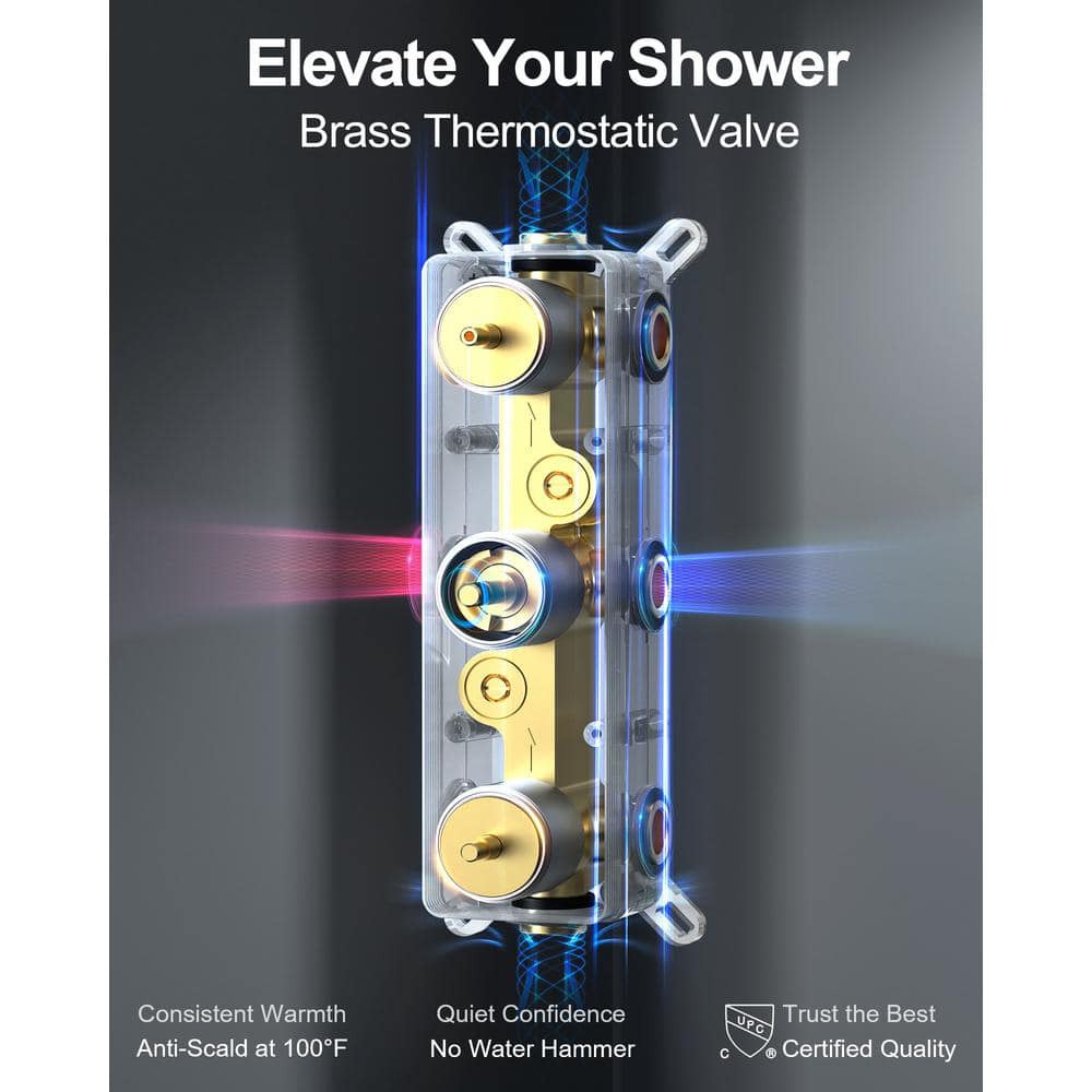 Nickel Dual Rain Shower System with Handheld and Body Jets