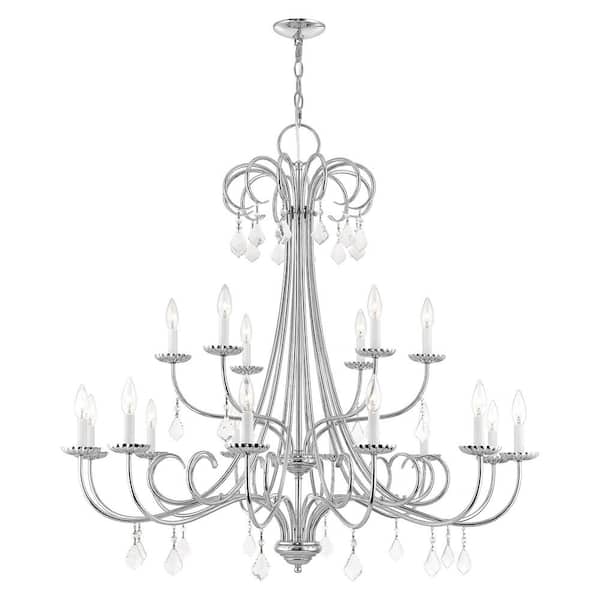AVIANCE LIGHTING Shirlington 18-Light Polished Chrome Foyer Chandelier with Clear Crystals