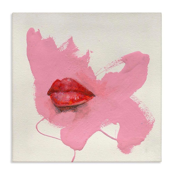 Stupell Industries Red Lips on Pink by Daniel Houston Unframed People Graphic Art Print 17 in. x 17 in.