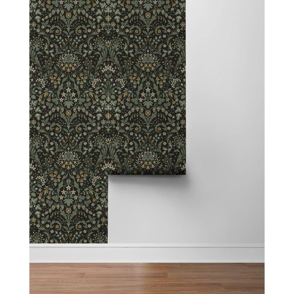 Ebony & Sage Floral Peel and Stick Vinyl Wallpaper Roll
