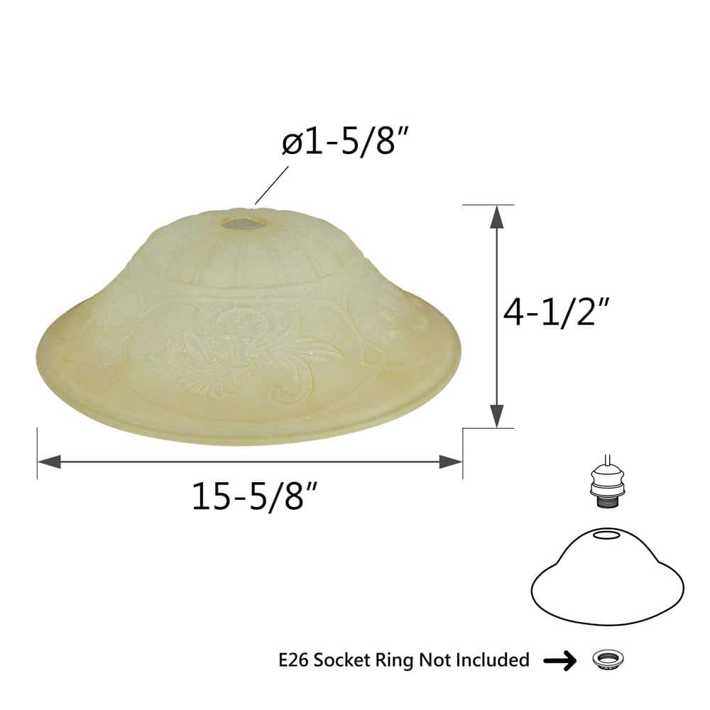 Amber Glass Torchiere Replacement Shade, 15.63" Diameter