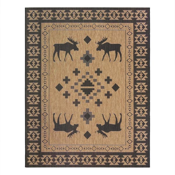 Gertmenian Paseo Yoder Chestnut 8 ft. x 10 ft. Moose Animal Print Indoor/Outdoor Area Rug