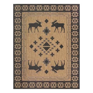 Paseo Yoder Chestnut 5 ft. x 7 ft. Moose Animal Print Indoor/Outdoor Area Rug