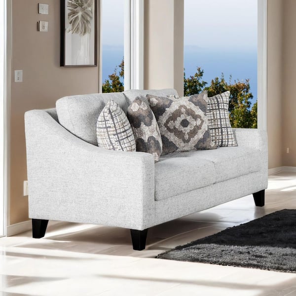 Furniture of America Parbal 70 in. Off-White Fabric 2-Seater Loveseat with Track Arms and Loose Back Pillows