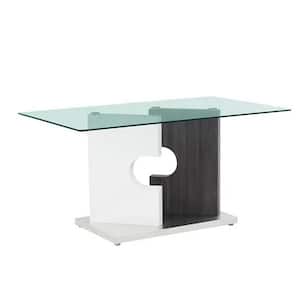 Charlie 36 in. Rectangle White/Grey Glass Top with Metal Frame (Seats-4)