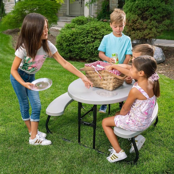 Lifetime 39.6 in. Pumice Oval Steel and Resin Kids Picnic Table