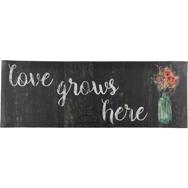 J V Textiles Love Grows Here 19 6 In X 55 In Anti Fatigue Kitchen Mat Dbc07 The Home Depot