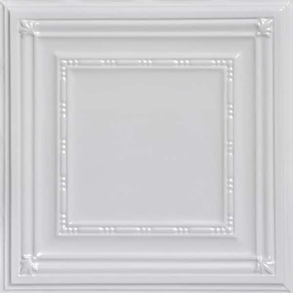 FROM PLAIN TO BEAUTIFUL IN HOURS Eyelet White 2 ft. x 2 ft. Decorative Nail Up Tin Ceiling Tile (48 sq. ft./case)