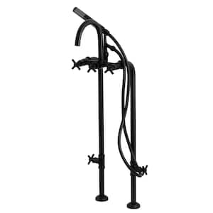Concord 3-Handle Freestanding Tub Faucet with Supply Line, Stop Valve in Matte Black