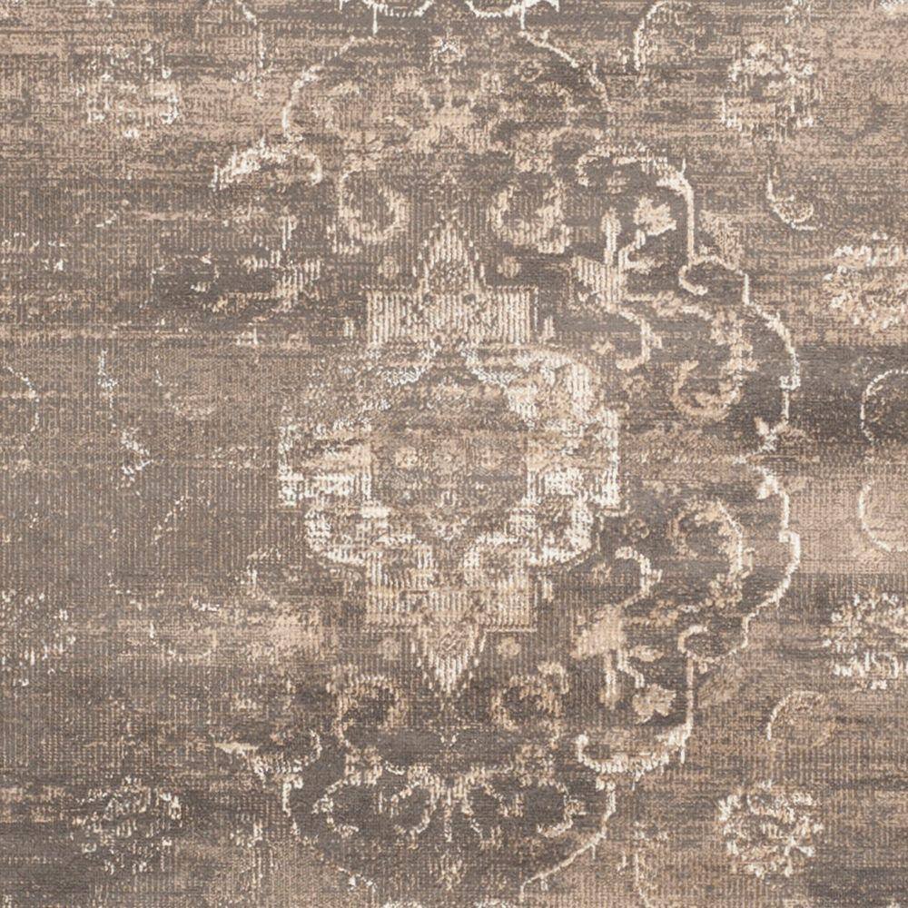 Soft Anthracite Floral Viscose 5' x 7' Easy-Care Area Rug