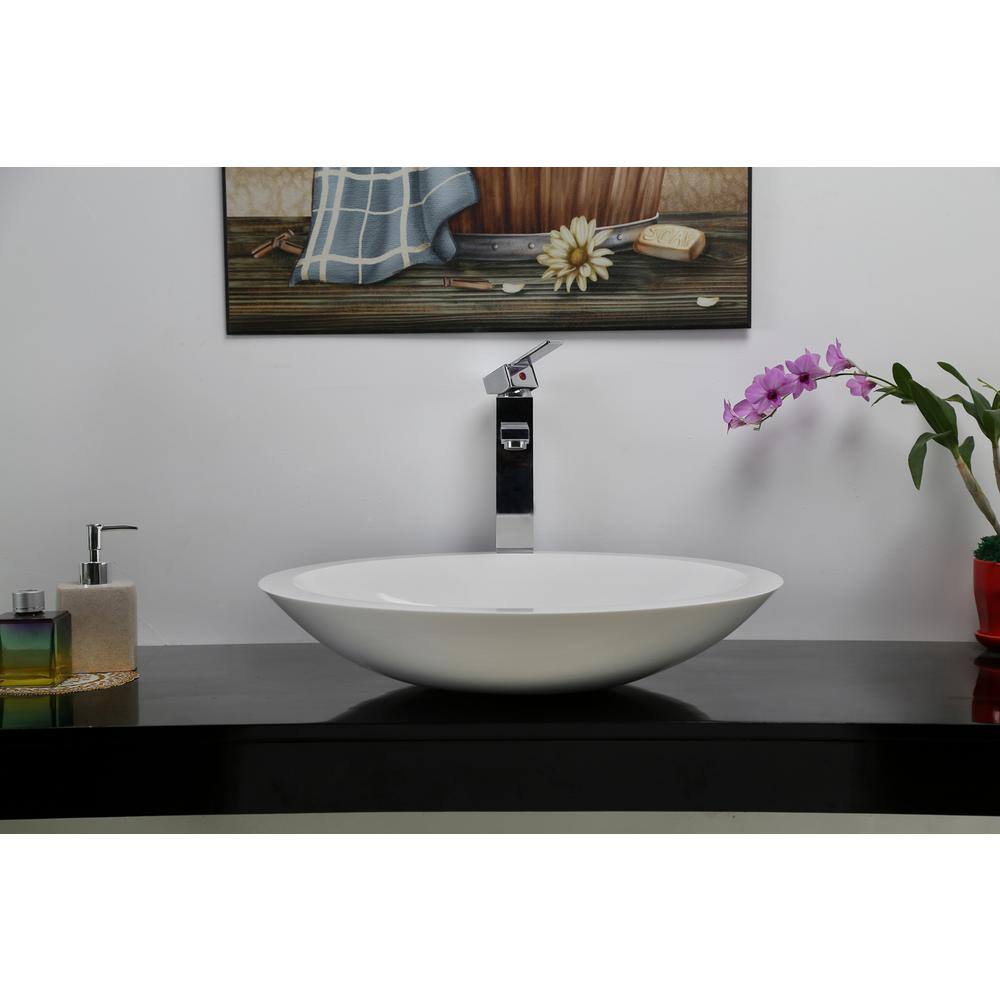 Lila 24'' White Resin Oval Vessel Sink