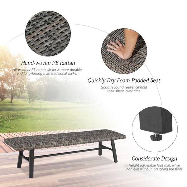 Wicker bench seat online outdoor