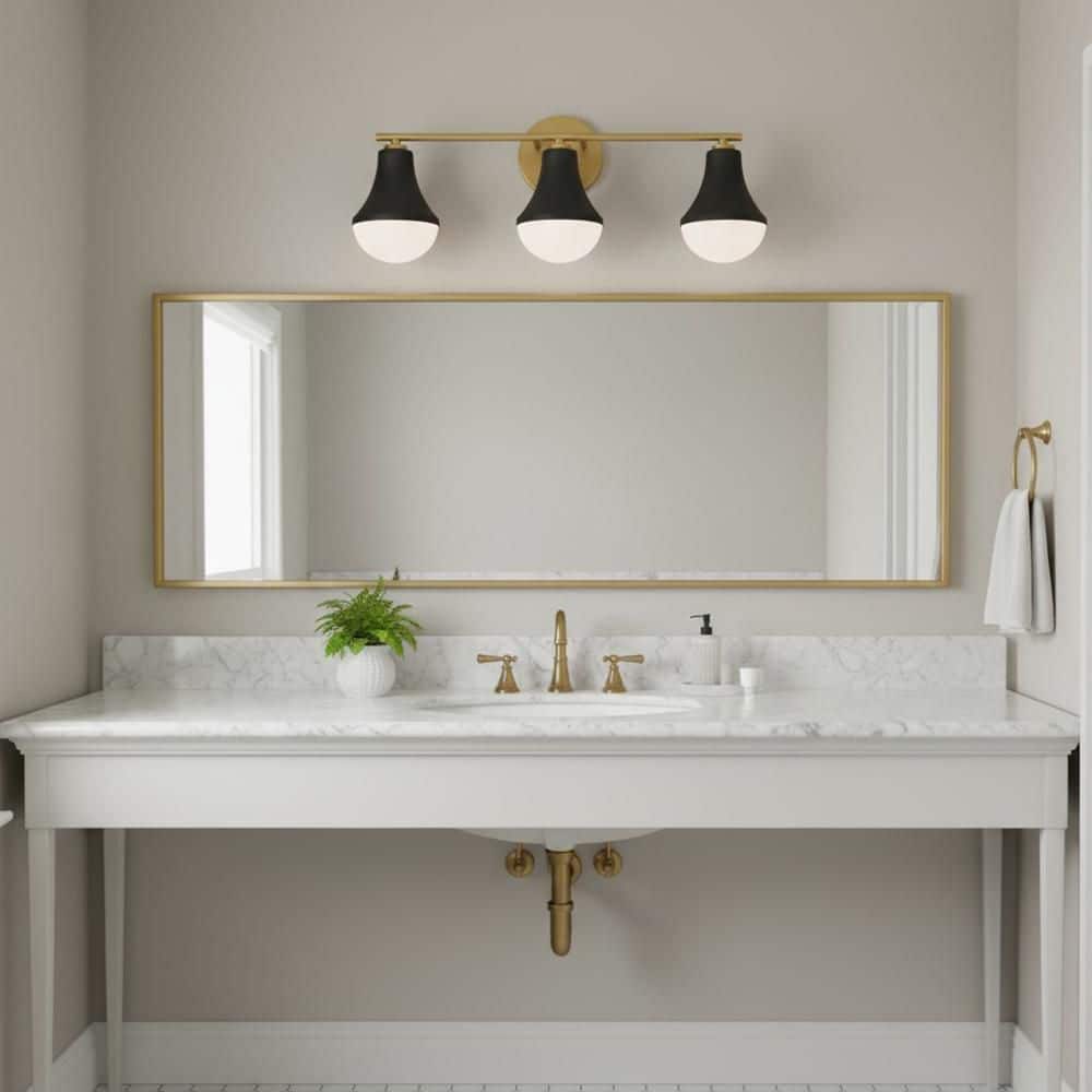 LARK Haddie 24.0 in. 3 Light Black Vanity Light 85513BK - The Home