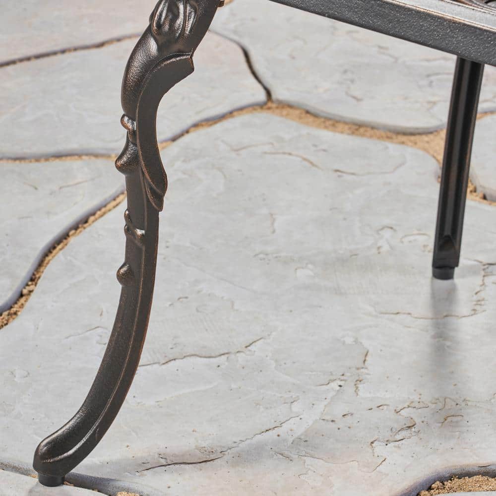 Elegant Shiny Copper Cast Aluminum Dining Armchair, Set of 2