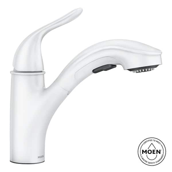 Brecklyn Single-Handle Pull-Out Sprayer Kitchen Faucet with Power Clean in White