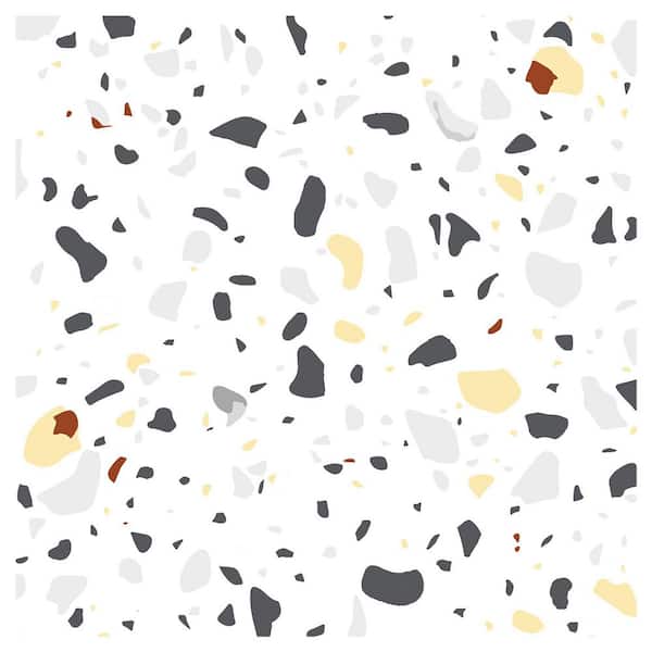 11.8 x 11.8 in. Self-Adhesive Wallpaper Faux Terrazzo Peel and Stick Floor Tile DIY Sticker Stair Kitchen (10-Sheet/Box)