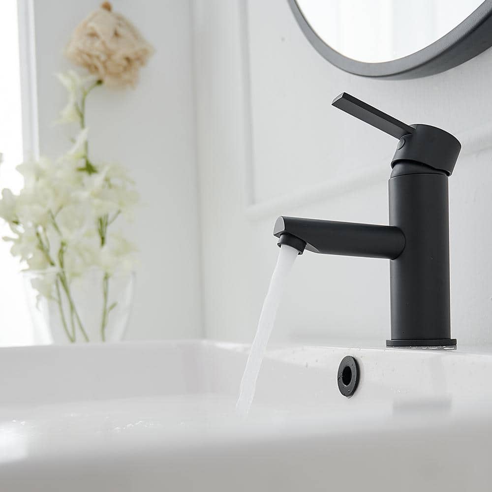 Matte Black Stainless Steel Single-Handle Bathroom Faucet
