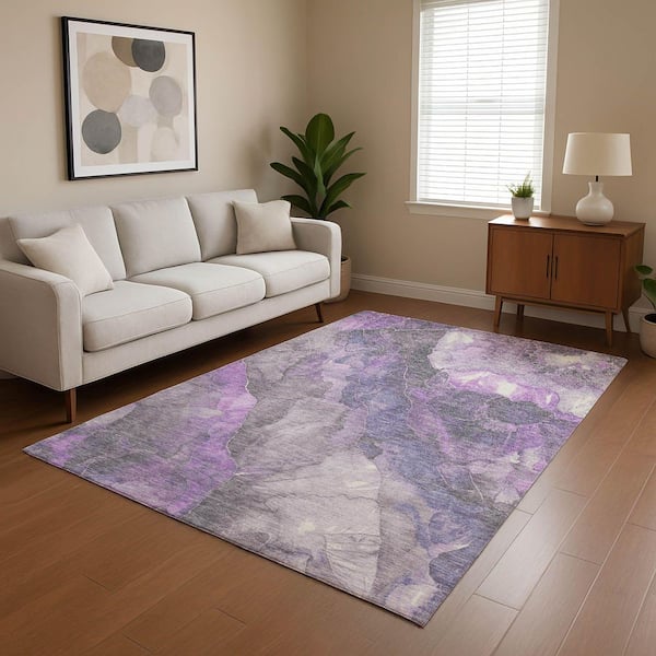 Mayfield Premium Machine Washable Abstract AMF1787 Purple 10 ft. x 14 ft. Area Rug