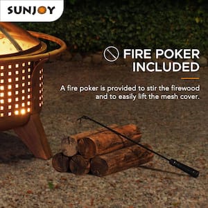 Woven 30 in. Outdoor Round Wood Burning Firepit