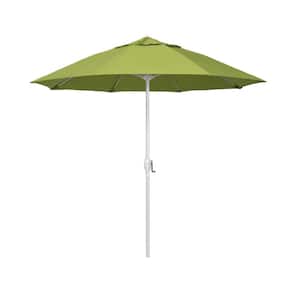 7.5 ft. Matted White Aluminum Market Patio Umbrella Fiberglass Ribs and Auto Tilt in Macaw Sunbrella