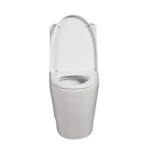 Toilet 1.1 GPF/1.6 GPF 1-Piece Dual Flush Elongated Toilet in Glossy White Seat Included