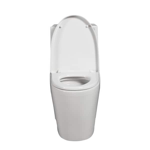 Lux 1-Piece Toilet 1.1/1.6 GPF Dual Flush Elongated Toilet 12 in. Rough In Toilet in Glossy White